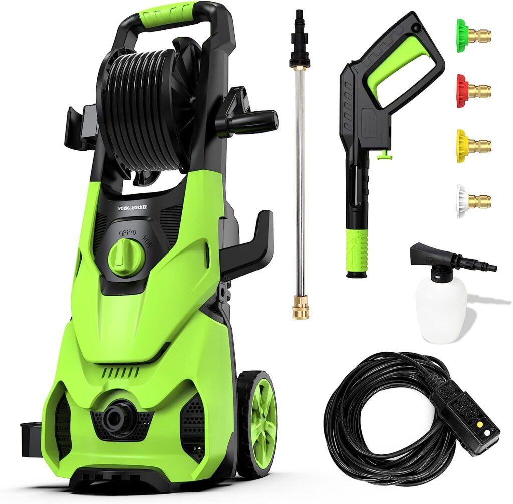 Rock&Rocker Powerful Electric Pressure Washer with foam cannon and attachments